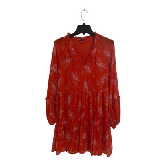 Vince Camuto Dresses & Skirts - Vince Camuto Red Floral Long Sleeve Dress